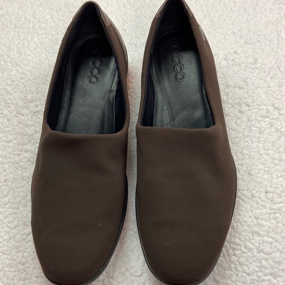 Ecco Brown Gortex Slip On Comfort Women's Loafers Size 38 Preowned - Picture 1 of 11